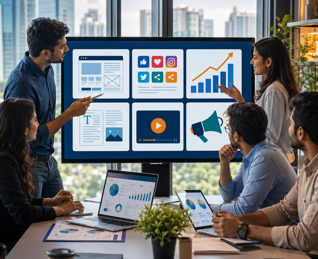 A-Creates business growth dashboard showing services performance for India businesses
