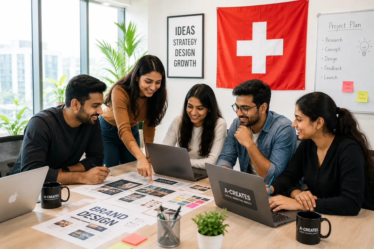 A-Creates digital marketing agency services in Switzerland - website design, social media, ads and content marketing