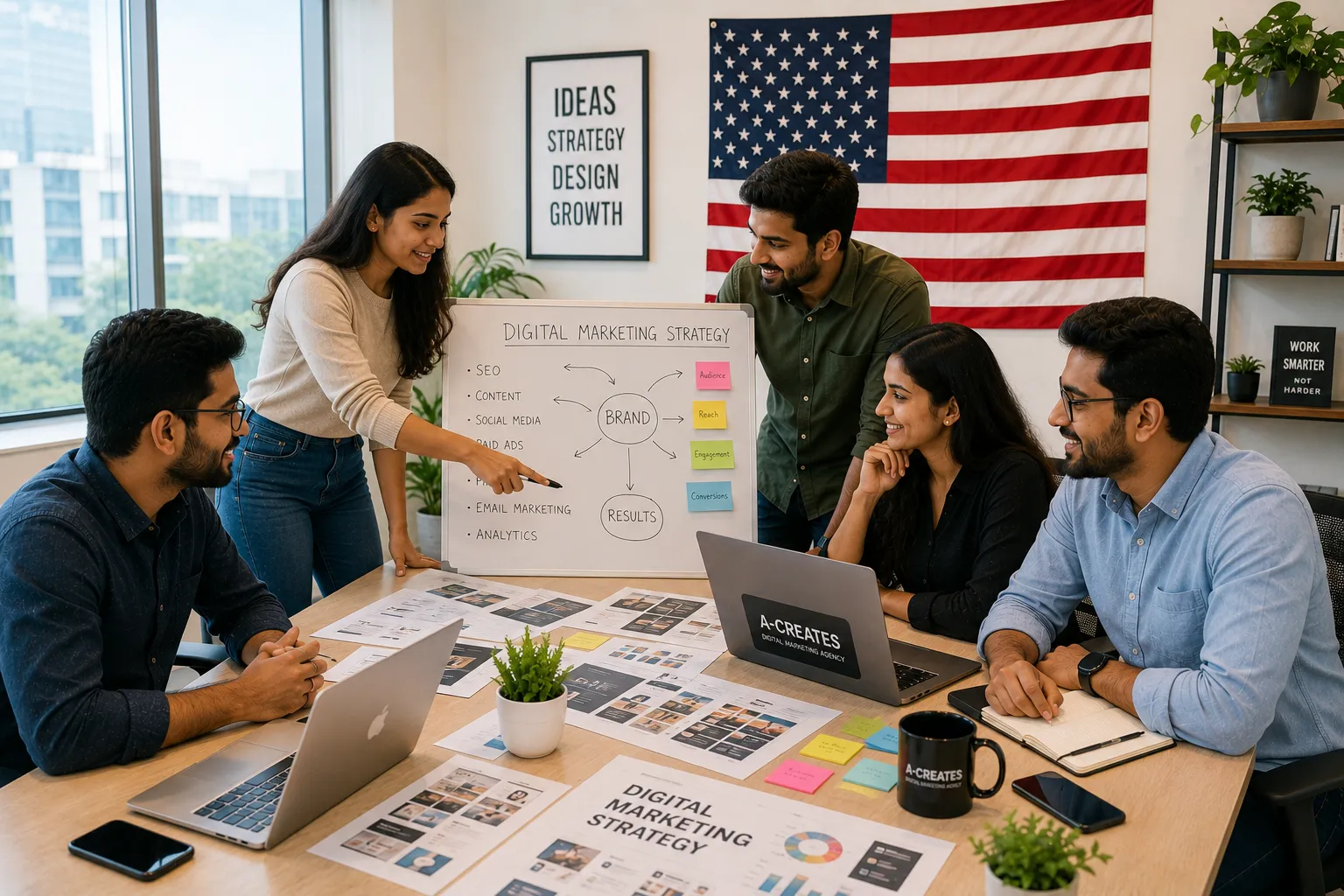 A-Creates digital marketing agency services in the United States - website design, social media, ads and content marketing